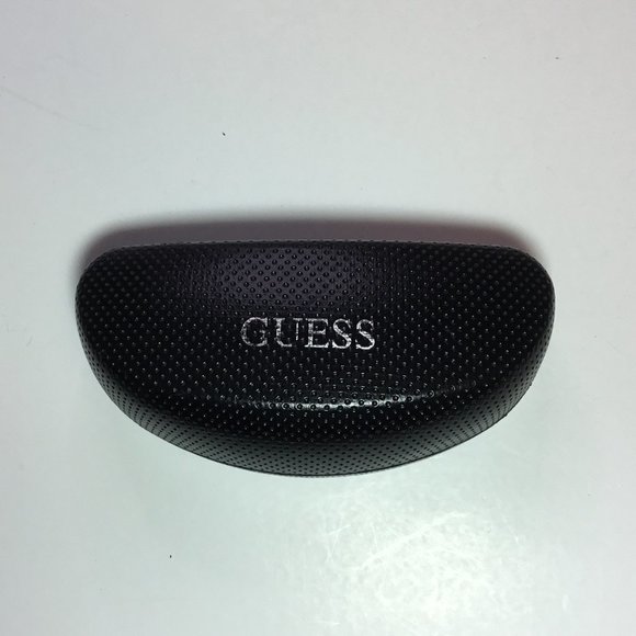 Guess Large Sunglass Hard Clamshell Case Black Perforated Faux Leather EUC - Picture 1 of 7